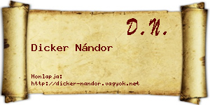 Dicker Nándor névjegykártya